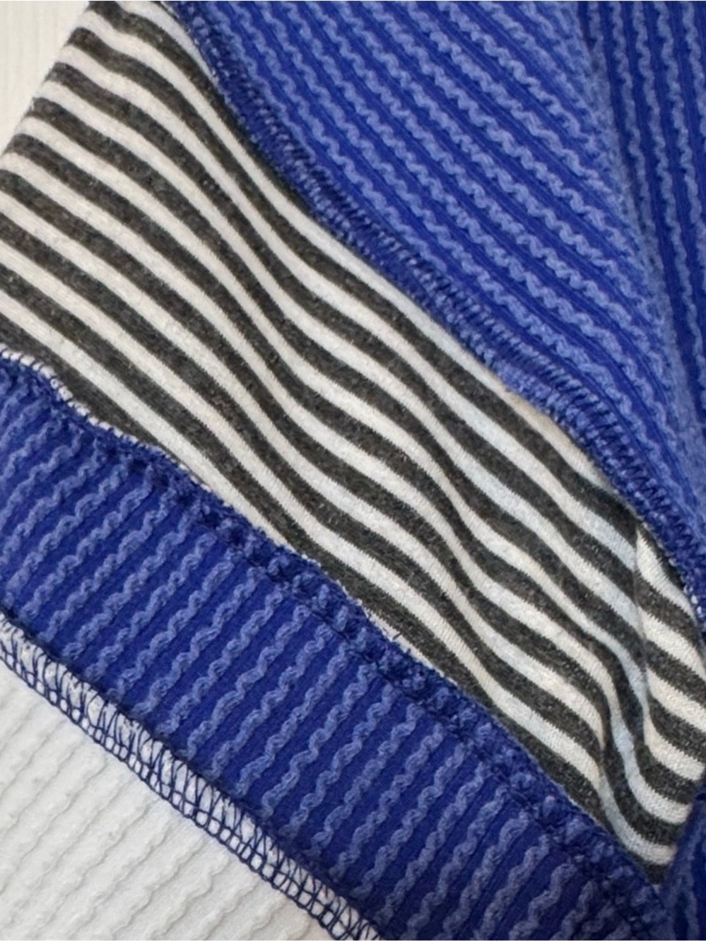 HEIMISH USA Blue Knit V-neck Sweater with White Collar and Blue Stripes 1X - Picture 3 of 9